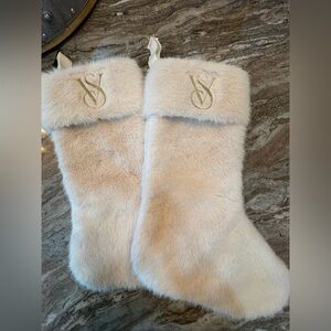 Victoria's Secret Cream Faux Fur Stockings
